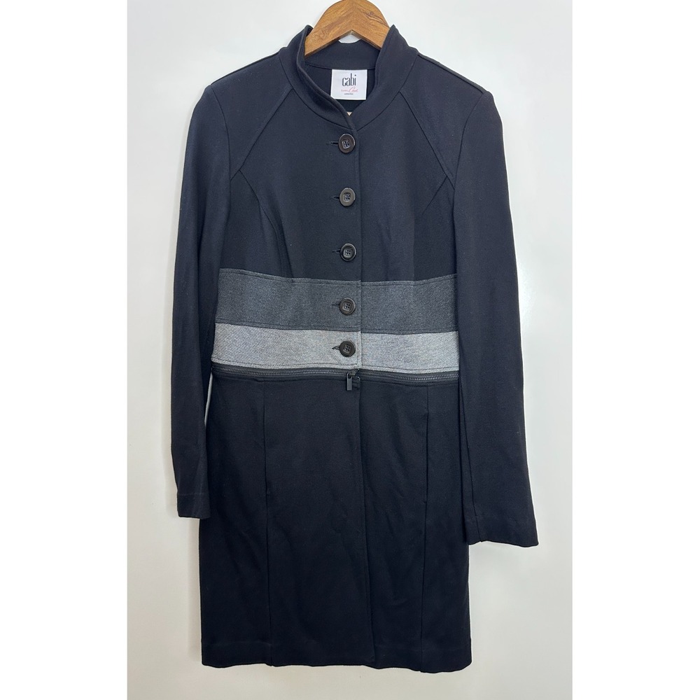 CAbi Convertible Jacket Style 3176 Black Gray Cropped Duster Size Small Button - Picture 2 of 11